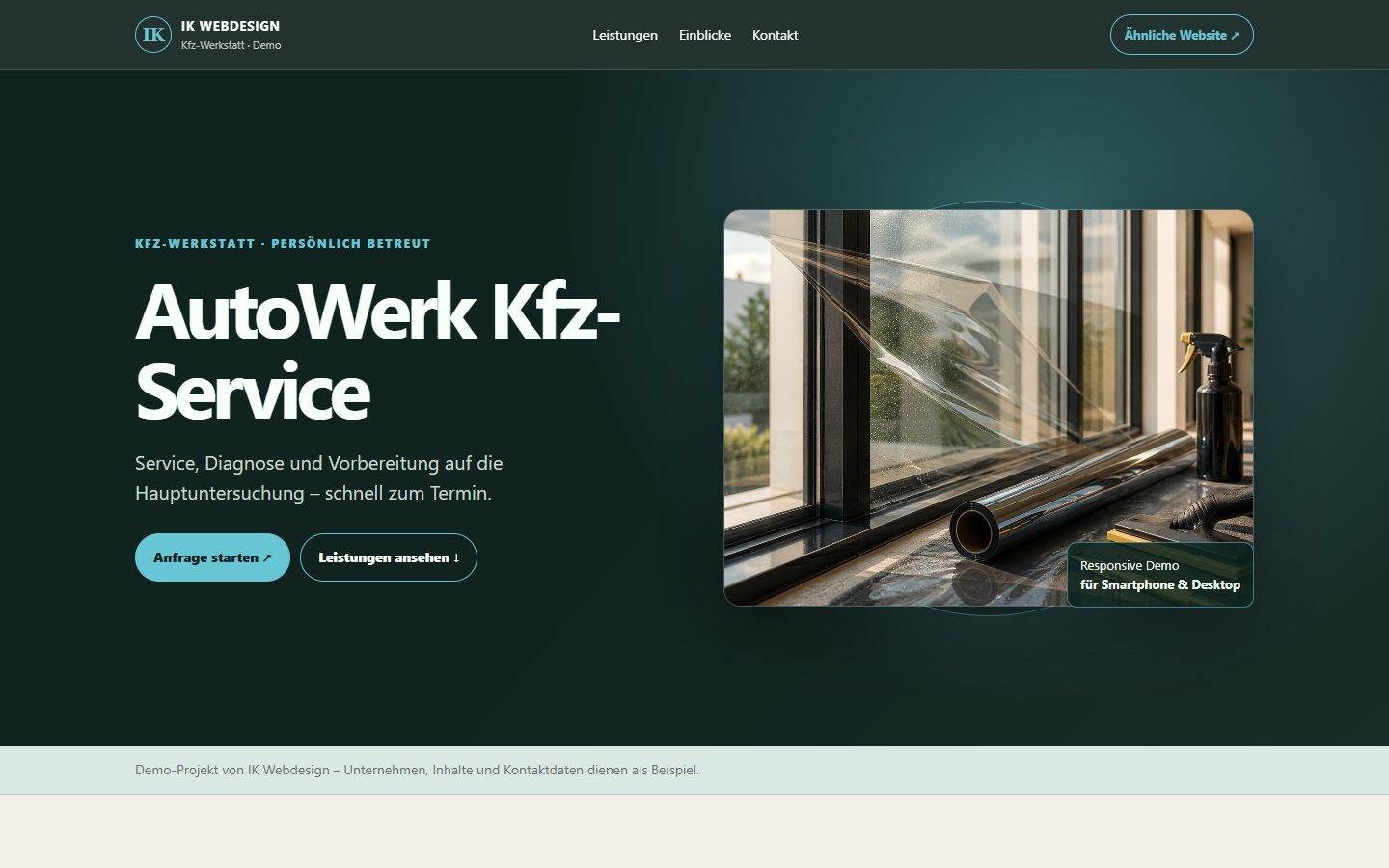 Website-Vorschau für eine Kfz-Werkstatt