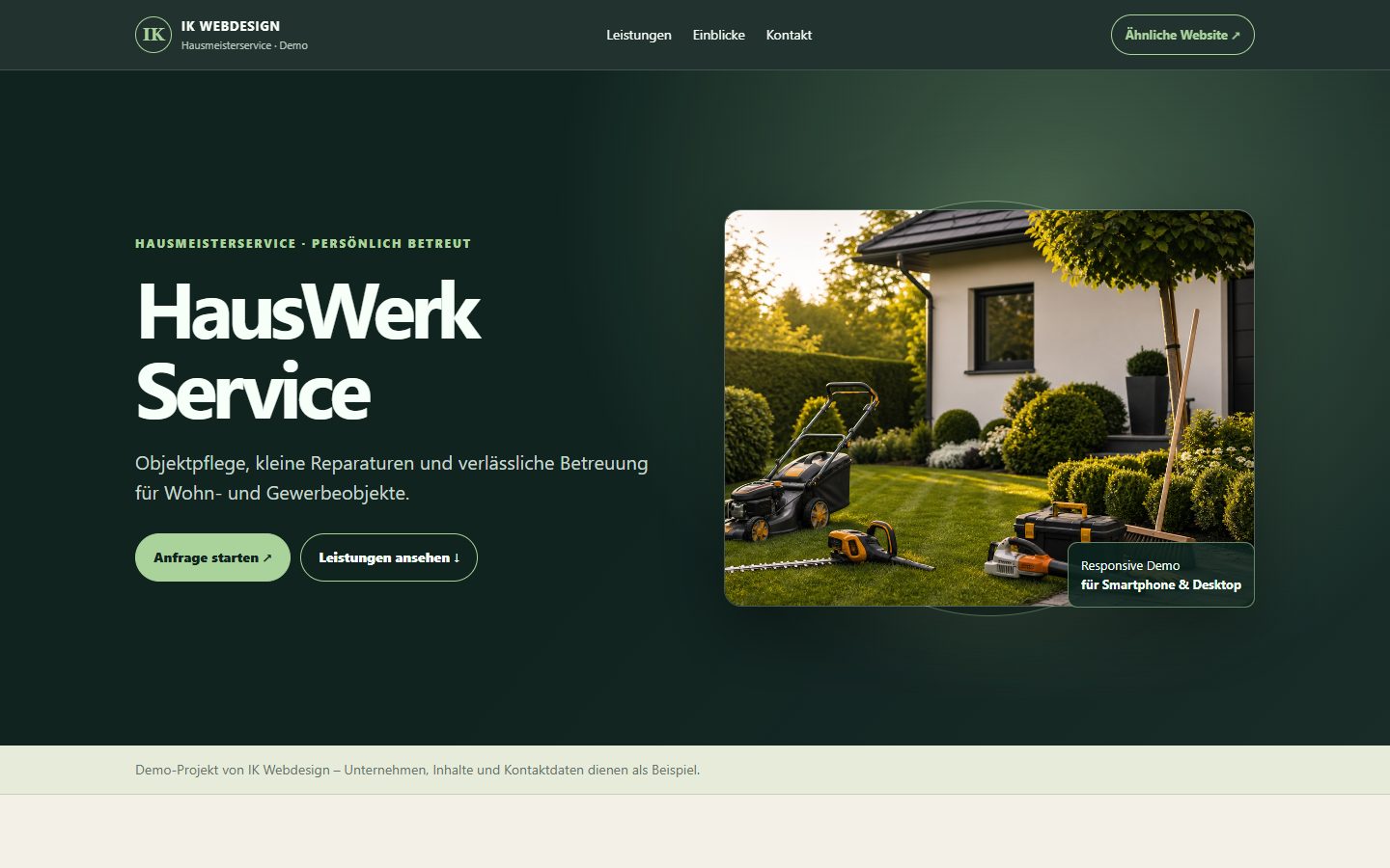 Website-Konzept für einen Hausmeisterservice