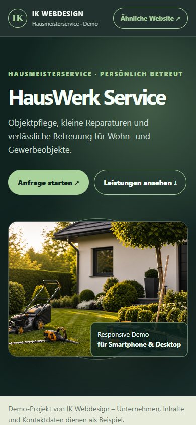 Mobile Vorschau eines Hausmeisterservice-Demos